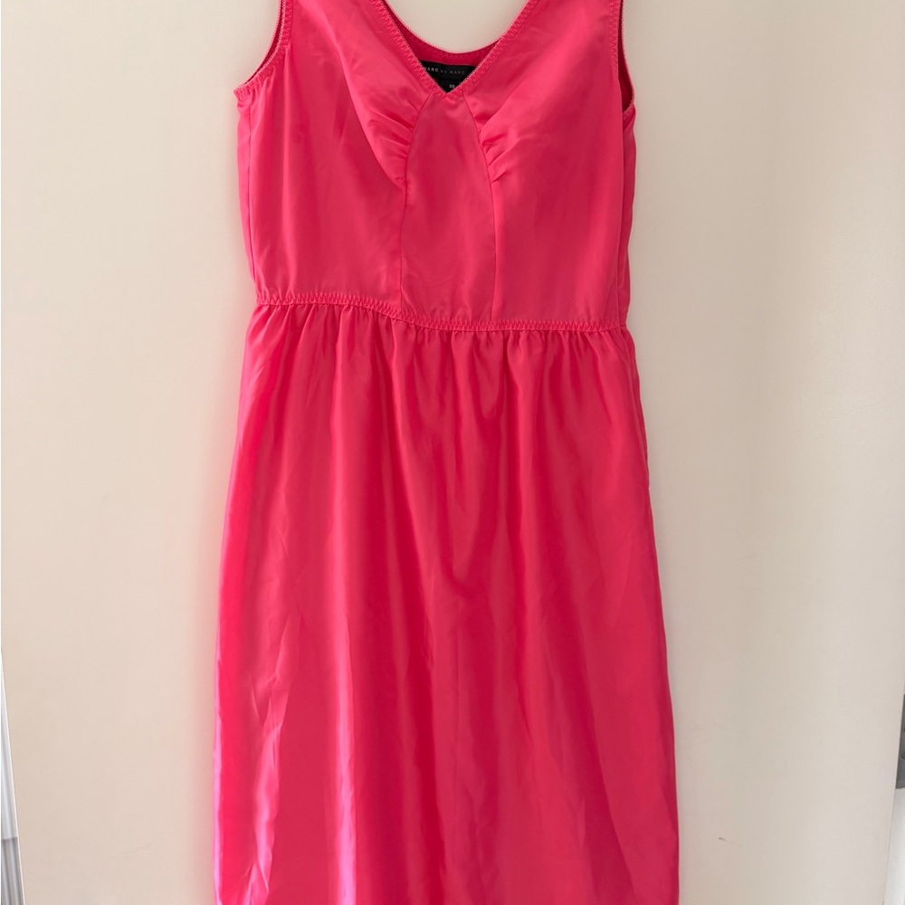Marc By Marc Jacobs Sleeveless V-Neck Hot Pink Midi Dress